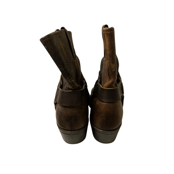 Frye Harness Brown Leather Belted Boots Women’s Size 10M Engineer Campus - Picture 4 of 15